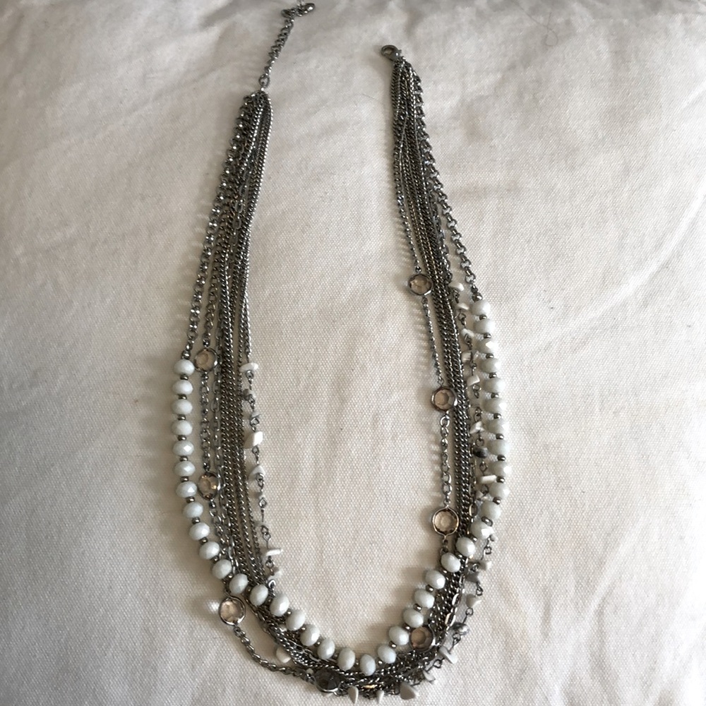 White and Silver Layer Necklace